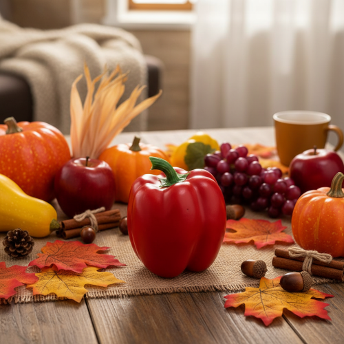 Artikel Dekorativ grönsakspeppar röd matdocka H10cm