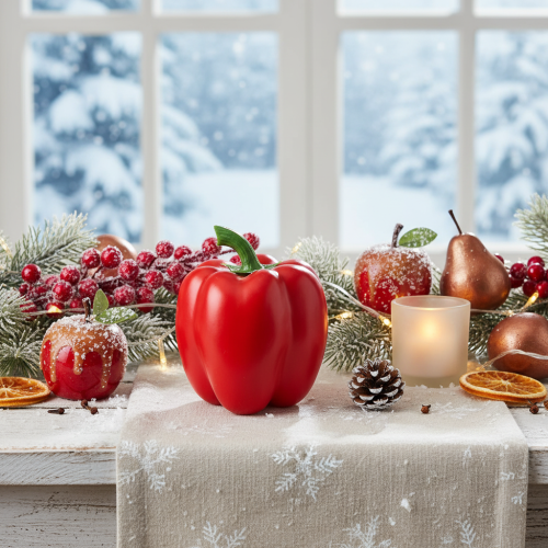 Artikel Dekorativ grönsakspeppar röd matdocka H10cm