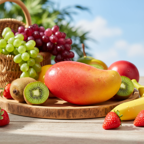 Artikel Konstgjord Mango Röd, Gul Realistisk Matdocka 15cm