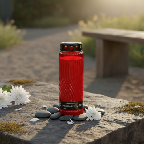 Artikel Gravljuslock motiv blomma röd svart 10 dagar H27cm