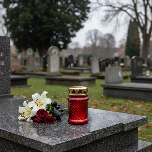 Artikel Vindtätt gravljus med dekoration för lång brinntid vid graven, 11 cm, 12 stycken