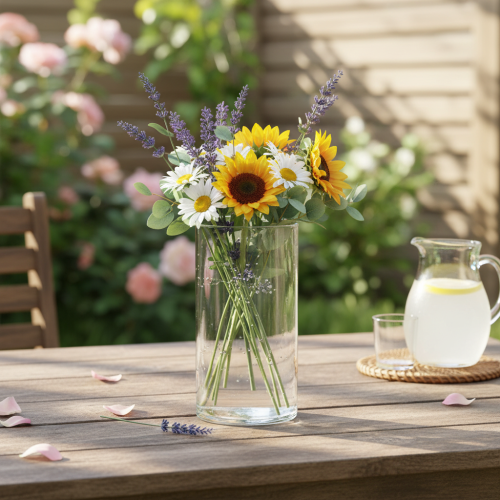 Artikel Hög glasvas, enkel glascylinder som blomvas eller dekorativt glas, 20 cm