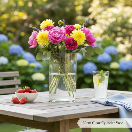 Artikel Blomvas, smal glascylinder, kan användas som glasvas eller hög dekorativ glasvas, 30 cm