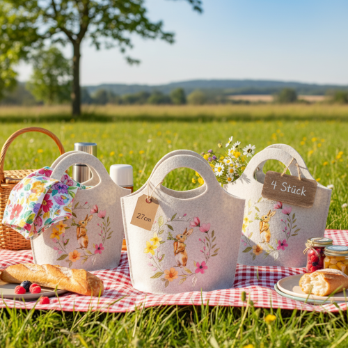 Artikel Filtpåse med söt påskhare, lämplig för vår och sommar, 27 cm, 4 stycken