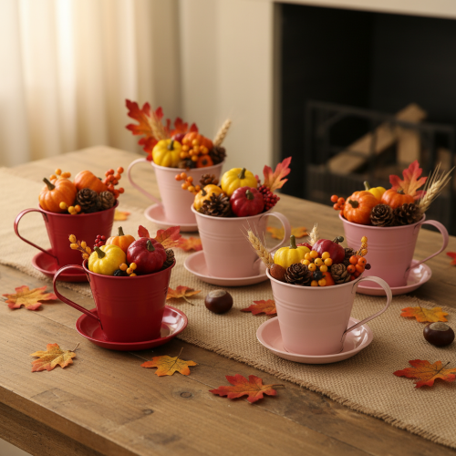 Artikel Planteringskopp med fat för kreativa trädgårdar, 11 cm, 6 stycken