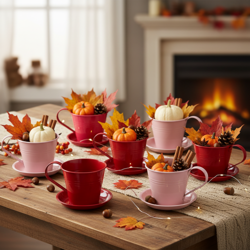 Artikel Planteringskopp med fat för kreativa trädgårdar, 11 cm, 6 stycken