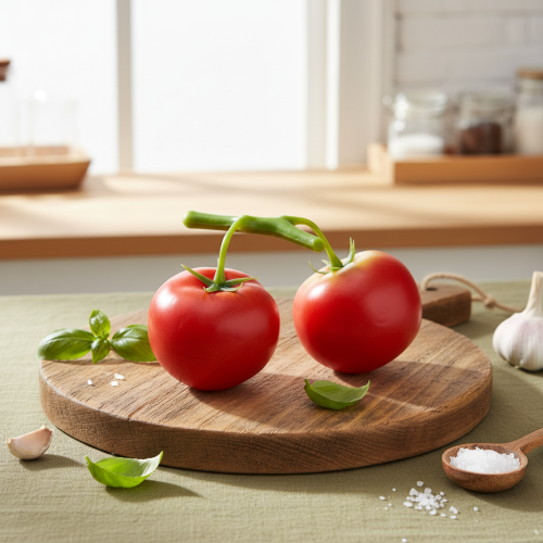 Artikel Dekorativa tomater 2 konstgjorda tomater på ranka Ø6cm L15cm