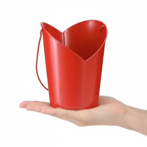 Artikel Metallplanter med hjärtdekoration och handtag Röd Ø12cm H15/9cm