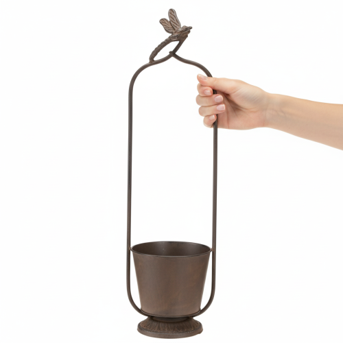 Artikel Vintage kruka med spaljé, trollsländedesign, metall, Ø16/H62cm