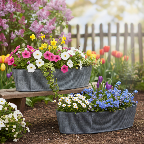 Artikel Oval metallskål, svart och grå, vintagestil, 32,5/37 cm, set om 2.