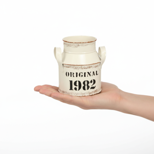 Artikel Dekorativ metallkanna “Original 1982” Krämfärgad rostfärgad H16cm 2 st