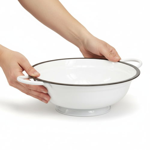 Artikel Dekorativ metallskål i vit och svart vintagestil, Ø20,5 cm, 3 stycken