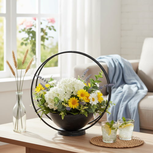 Artikel Skål med fot, dekorativ ring, metall, antracit, H29 cm, 2 stycken