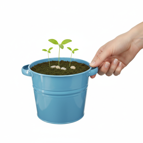 Artikel Dekorativ blomkruka/planter i metall i blått, 31 cm x 26 cm x 21,5 cm