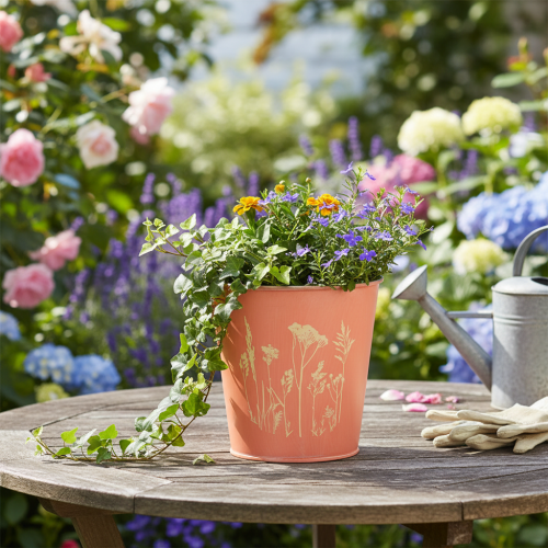 Artikel Blomkruka Aprikosfärgad metall Ø11,5cm H11,5cm