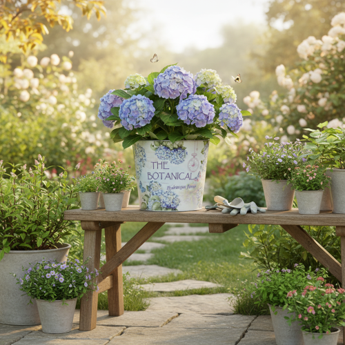 Artikel Liten metallkruka/planter för hortensia, Ø17,5 cm H16 cm