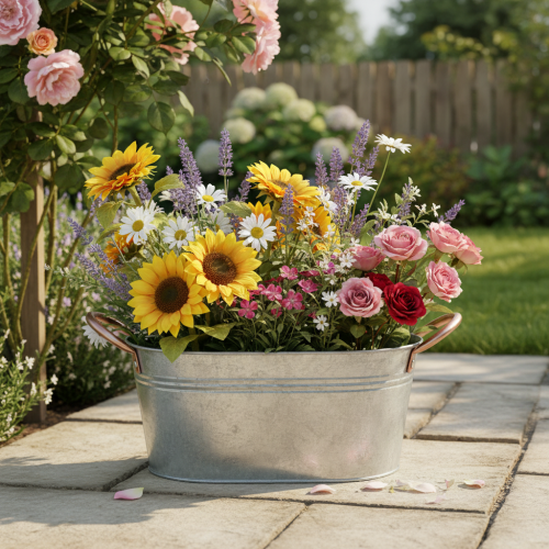 Artikel Blomskål med handtag, dekorativ skål, metall, 17,5×12×9 cm