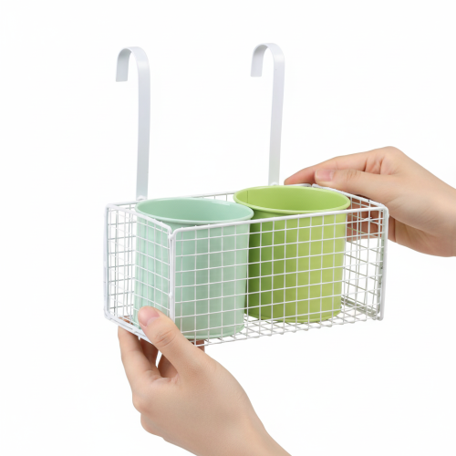 Artikel Hängande metallkruka, grön, balkongdekoration, L22cm H23,5cm