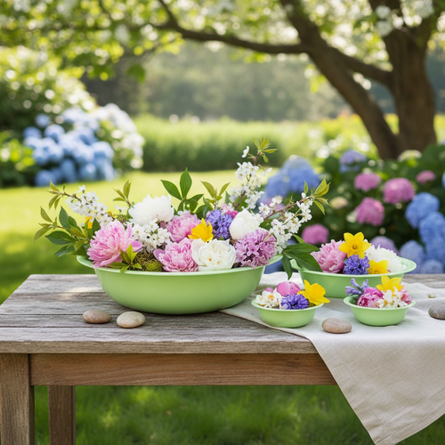 Artikel Dekorativ metallskål, grön, metallskål med emaljliknande effekt, Ø29 cm