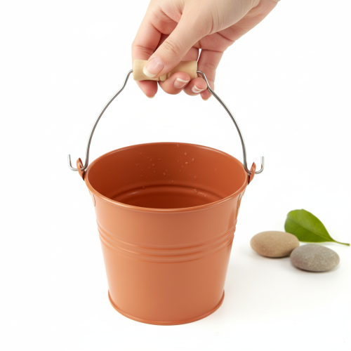 Artikel Dekorativ metallhink/planter, orangebrun, Ø16cm, H14,5cm, 1,6L