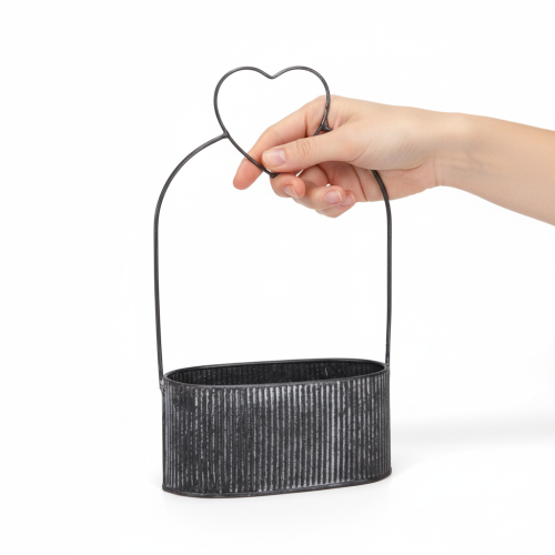 Artikel Dekorativ oval metallskål med hjärta, svart, 20/16 cm, set om 2