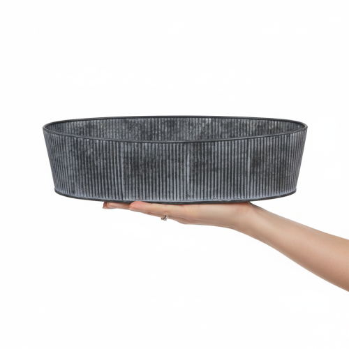 Artikel Oval metallskål, svart och grå, vintagestil, 32,5/37 cm, set om 2.