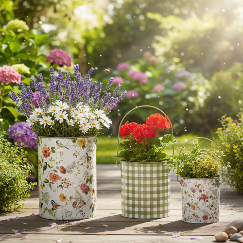 Artikel Vintage dekorativa metallkrukor, Ø18/15/12 cm, set om 3