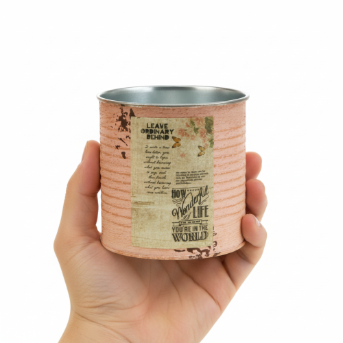 Artikel Blomkruka dekorativ burk laxfärgad metall sommardekoration Ø11cm H10.5cm