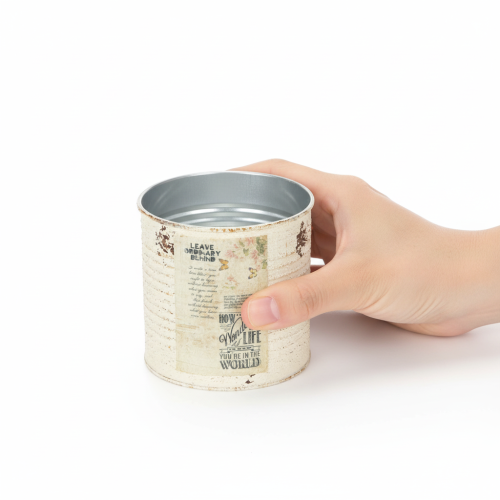 Artikel Plåtplanta krämfärgad metall Shabby Chic Ø11cm H10.5cm