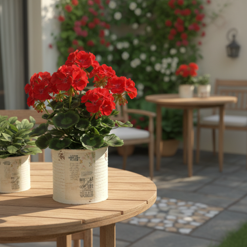 Artikel Plåtplanta krämfärgad metall Shabby Chic Ø11cm H10.5cm