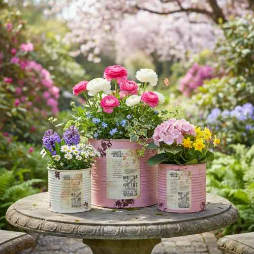 Artikel Blomkrukaset för balkong och trädgård, dekoration för planteringslåda, vintagestil, 15 cm, 3 delar