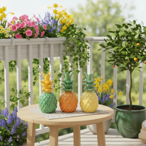 Artikel Dekorativ ananaskeramik, färgglad keramikdekoration, blandad, 17 cm, 3 stycken