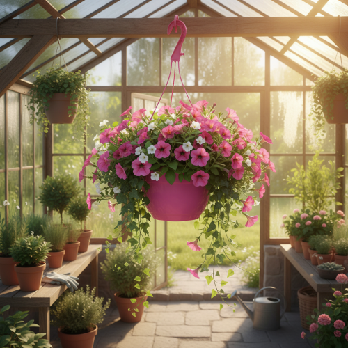 Artikel Hängkorg rosa växtkruka med hål Ø25cm H50cm