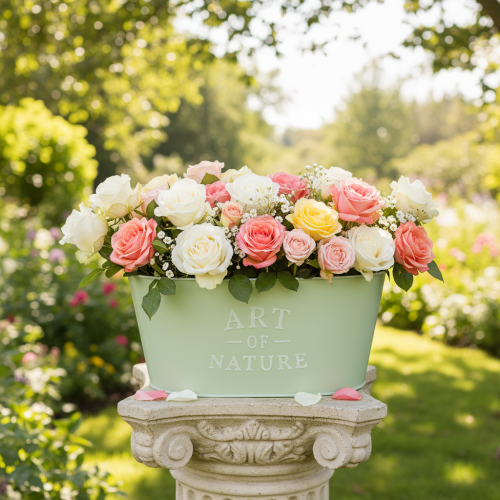 Blomskål oval zink mintgrön 27×18cm H12,5cm | Floristik24.se