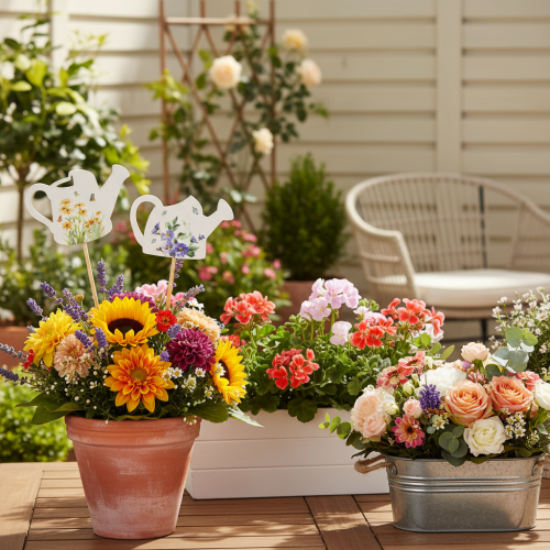 Artikel Vattenkanna dekorativa pålar för blombuketter och balkongblomsterdekorationer, 34 cm, 12 stycken