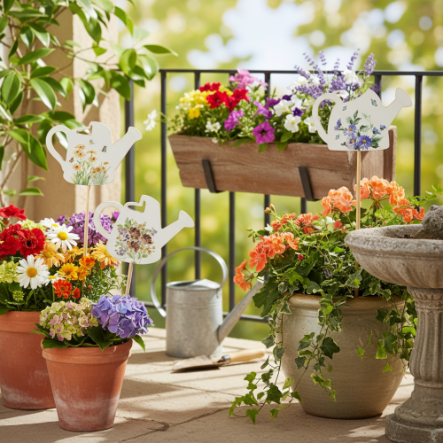 Artikel Vattenkanna dekorativa pålar för blombuketter och balkongblomsterdekorationer, 34 cm, 12 stycken