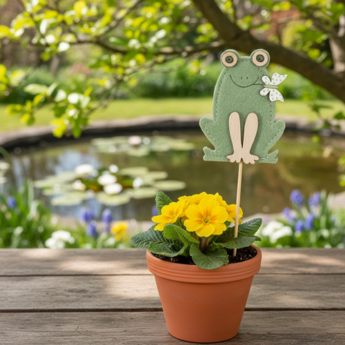 Artikel Dekorativa växtpinnar av filtgroda – Vårliknande växtpinnar för blommor och arrangemang, 10 cm, 12 stycken