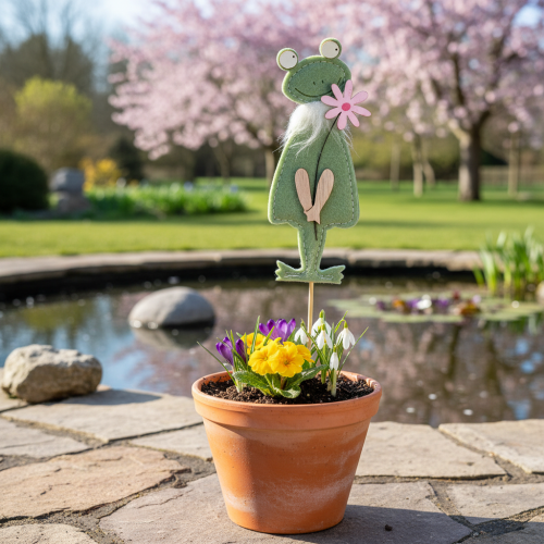 Artikel Dekorativa växtpinnar av filtgroda – Vårliknande växtpinnar för blommor och arrangemang, 10 cm, 12 stycken