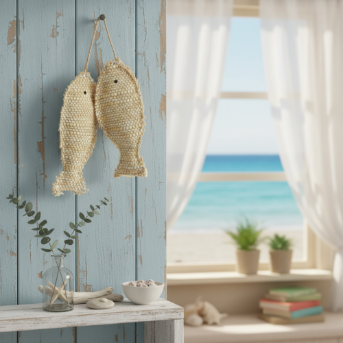 Nautiskt hängande dekorationshänge, dekorativ fisk för upphängning, H32cm | Floristik24.se