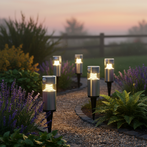 Solcellsdriven trädgårdslampa med jordspett och LED-belysning, 34 cm | Floristik24.se