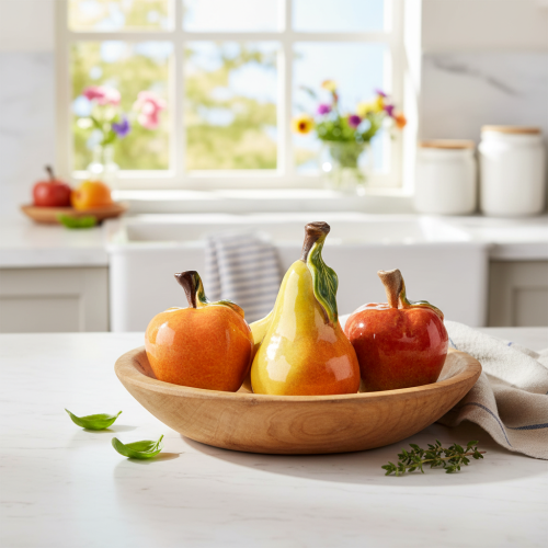 Konstgjord fruktset Äpple Päron Dekorativt Höst 12cm 3st | Floristik24.se