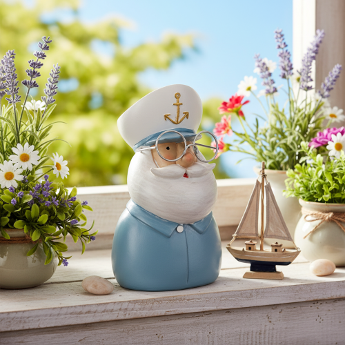 Kaptenfigur, maritim dekoration med glasögon och hatt, 16 cm | Floristik24.se