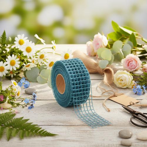 Dekorativt band, rutband, 4,5 cm brett, blått, för pysselprojekt, 10 m | Floristik24.se