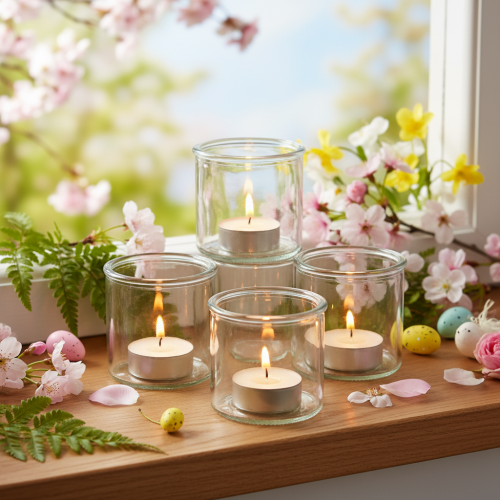 Rund glaslykta, klarglas, 8 cm, 3 stycken | Floristik24.se