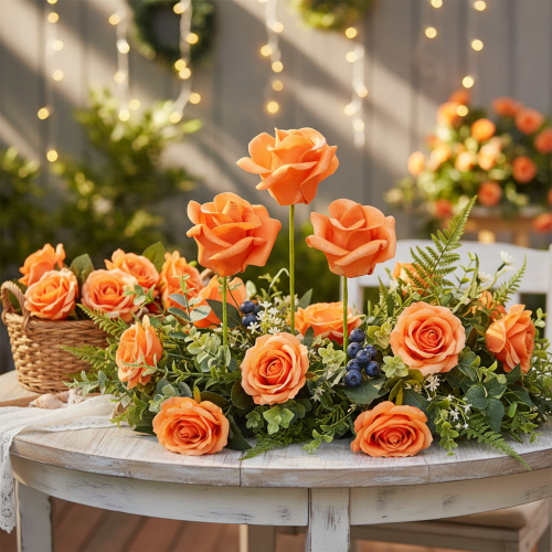 Konstgjord orange ros, 5 cm blomning, enkel, 100 stycken | Floristik24.se
