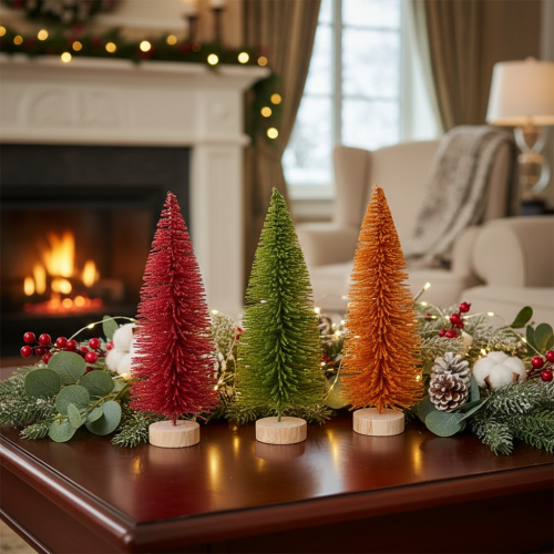 Konstgjord julgran, dekorativ gran för bordsdekoration, 31 cm, 3 stycken | Floristik24.se
