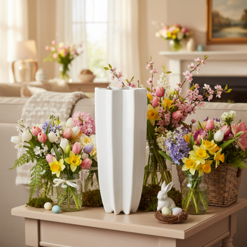 Blomvas räfflad modern dekorativ vas 38cm | Floristik24.se