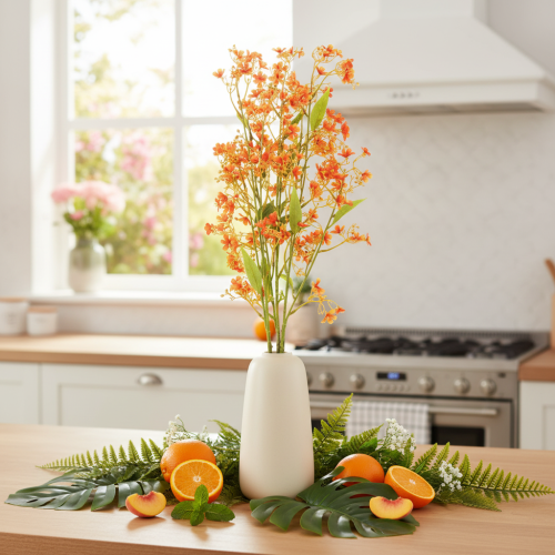 Konstgjord blomma orkidégren orange filigran rumsdekoration 110 cm 3 st | Floristik24.se
