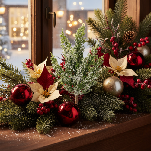 Konstsnötäckt tallkvist för blomsterarrangemang och adventsdekorationer, 40 cm, 3 stycken | Floristik24.se