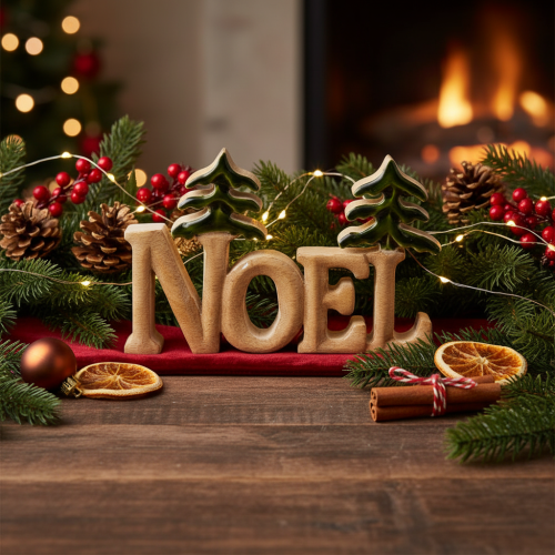 Juldekoration Noel-ställ med två granar 18 cm | Floristik24.se